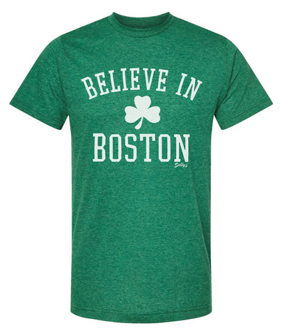 Believe In Boston (classic shamrock) Heather Green T-Shirt